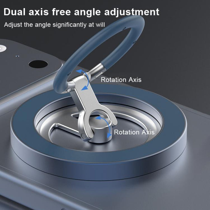 Soporte magnético multifuncional para teléfono con anillo giratorio de 360 grados y protector de anillo de silicona.