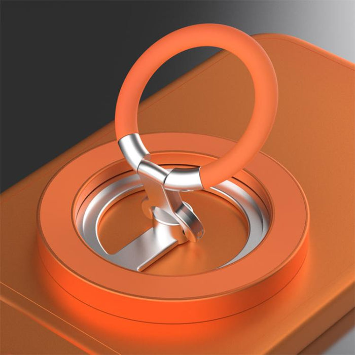 Soporte magnético multifuncional para teléfono con anillo giratorio de 360 grados y protector de anillo de silicona.