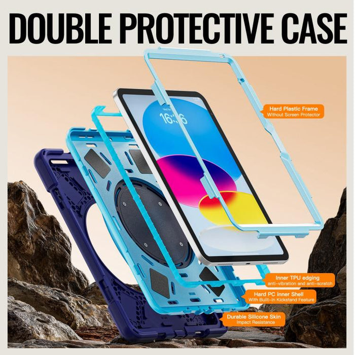 Funda híbrida de silicona para tablet con soporte y correa para el hombro., For iPad 2025 / 2022