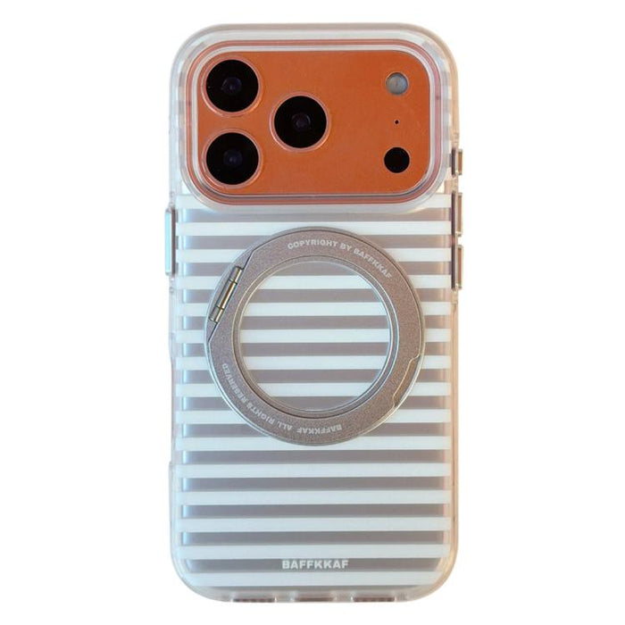 Funda magnética para teléfono BAFFKKAF Frosted Stripes 360 Holder Airbag de doble cara IMD, For iPhone 17 Pro Max, For iPhone 17 Pro, For iPhone 17, For iPhone 16 Pro Max, For iPhone 16 Pro, For iPhone 16, For iPhone 15 Pro Max, For iPhone 15 Pro      ...