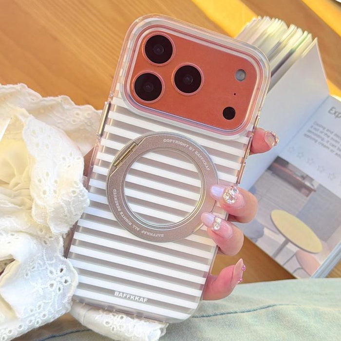 Funda magnética para teléfono BAFFKKAF Frosted Stripes 360 Holder Airbag de doble cara IMD, For iPhone 17 Pro Max, For iPhone 17 Pro, For iPhone 17, For iPhone 16 Pro Max, For iPhone 16 Pro, For iPhone 16, For iPhone 15 Pro Max, For iPhone 15 Pro      ...