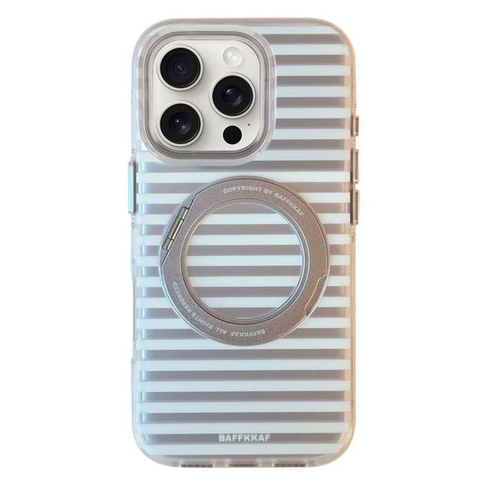 Funda magnética para teléfono BAFFKKAF Frosted Stripes 360 Holder Airbag de doble cara IMD, For iPhone 17 Pro Max, For iPhone 17 Pro, For iPhone 17, For iPhone 16 Pro Max, For iPhone 16 Pro, For iPhone 16, For iPhone 15 Pro Max, For iPhone 15 Pro      ...