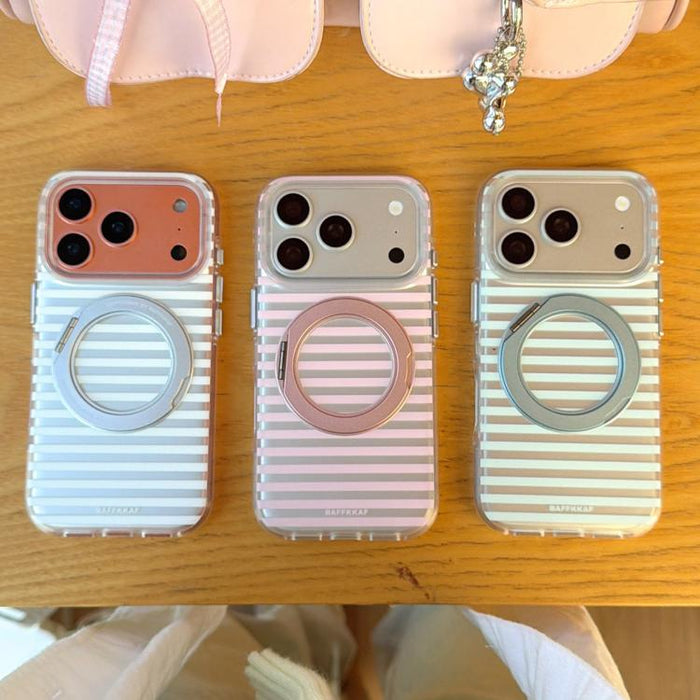 Funda magnética para teléfono BAFFKKAF Frosted Stripes 360 Holder Airbag de doble cara IMD, For iPhone 17 Pro Max, For iPhone 17 Pro, For iPhone 17, For iPhone 16 Pro Max, For iPhone 16 Pro, For iPhone 16, For iPhone 15 Pro Max, For iPhone 15 Pro      ...