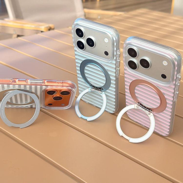 Funda magnética para teléfono BAFFKKAF Frosted Stripes 360 Holder Airbag de doble cara IMD, For iPhone 17 Pro Max, For iPhone 17 Pro, For iPhone 17, For iPhone 16 Pro Max, For iPhone 16 Pro, For iPhone 16, For iPhone 15 Pro Max, For iPhone 15 Pro      ...