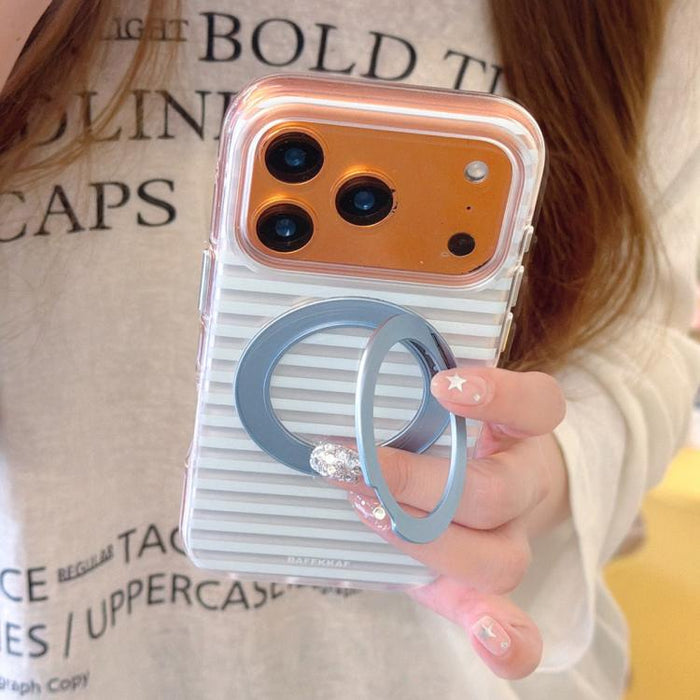 Funda magnética para teléfono BAFFKKAF Frosted Stripes 360 Holder Airbag de doble cara IMD, For iPhone 17 Pro Max, For iPhone 17 Pro, For iPhone 17, For iPhone 16 Pro Max, For iPhone 16 Pro, For iPhone 16, For iPhone 15 Pro Max, For iPhone 15 Pro      ...