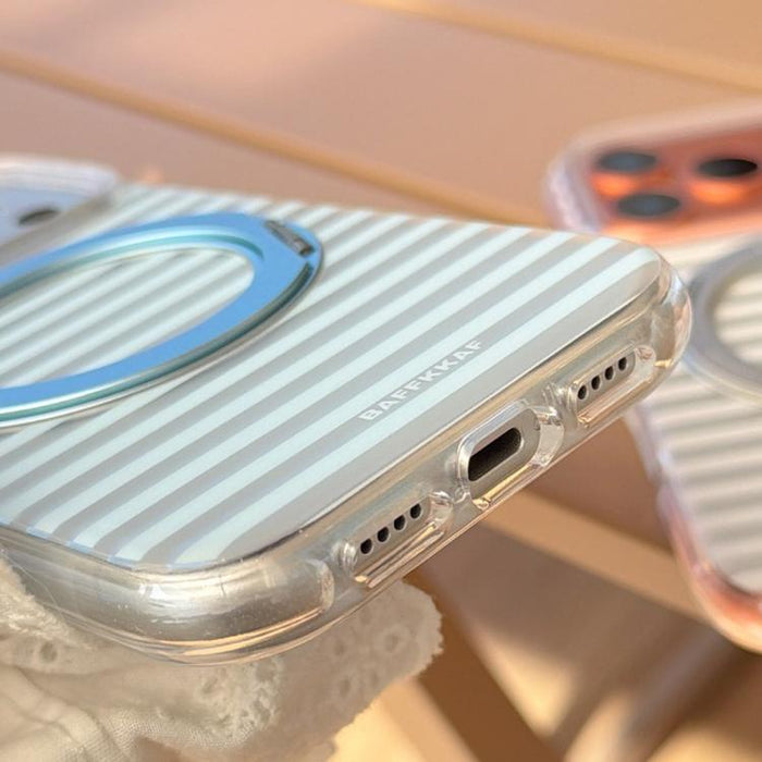 Funda magnética para teléfono BAFFKKAF Frosted Stripes 360 Holder Airbag de doble cara IMD, For iPhone 17 Pro Max, For iPhone 17 Pro, For iPhone 17, For iPhone 16 Pro Max, For iPhone 16 Pro, For iPhone 16, For iPhone 15 Pro Max, For iPhone 15 Pro      ...