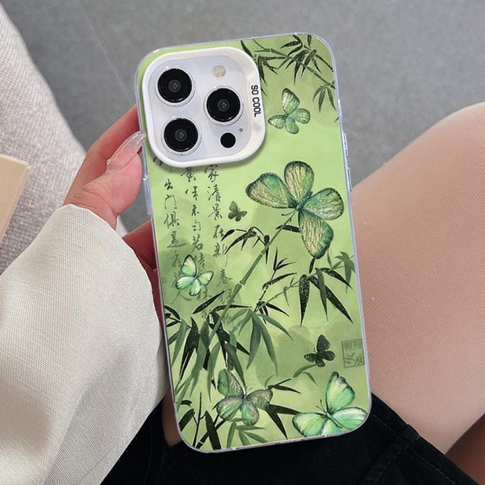 Funda híbrida de PC y TPU con diseño de mariposa y baño de plata, For iPhone 12 mini, For iPhone 11 Pro Max, For iPhone 11, For iPhone 11 Pro, For iPhone XS / X, For iPhone XR, For iPhone XS Max, For iPhone 8 Plus / 7 Plus