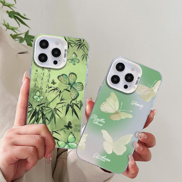 Funda híbrida de PC y TPU con diseño de mariposa y baño de plata, For iPhone 12 mini, For iPhone 11 Pro Max, For iPhone 11, For iPhone 11 Pro, For iPhone XS / X, For iPhone XR, For iPhone XS Max, For iPhone 8 Plus / 7 Plus