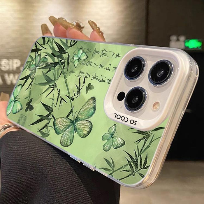 Funda híbrida de PC y TPU con diseño de mariposa y baño de plata, For iPhone 12 mini, For iPhone 11 Pro Max, For iPhone 11, For iPhone 11 Pro, For iPhone XS / X, For iPhone XR, For iPhone XS Max, For iPhone 8 Plus / 7 Plus