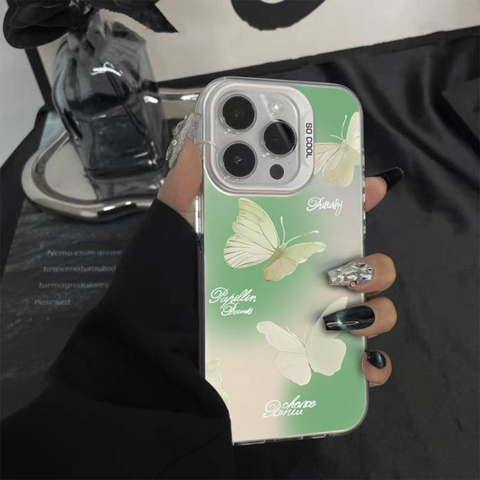 Funda híbrida de PC y TPU con diseño de mariposa y baño de plata, For iPhone 12 mini, For iPhone 11 Pro Max, For iPhone 11, For iPhone 11 Pro, For iPhone XS / X, For iPhone XR, For iPhone XS Max, For iPhone 8 Plus / 7 Plus