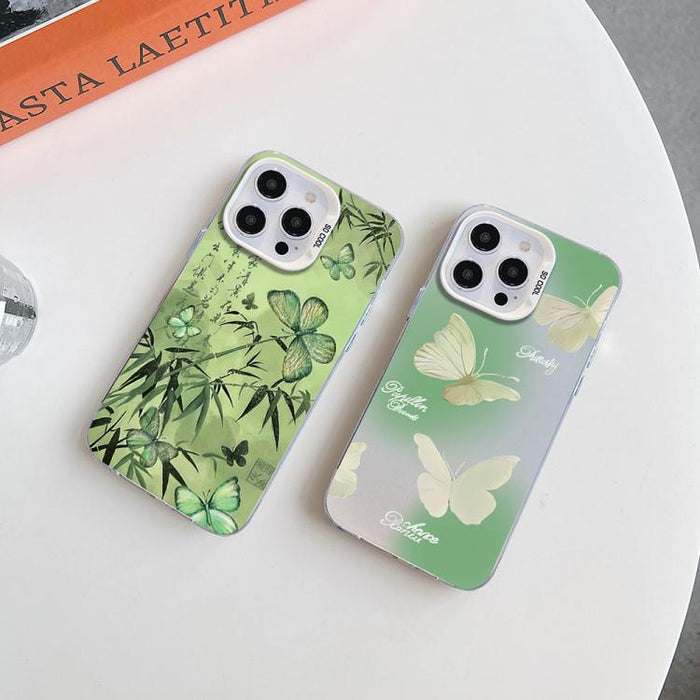 Funda híbrida de PC y TPU con diseño de mariposa y baño de plata, For iPhone 12 mini, For iPhone 11 Pro Max, For iPhone 11, For iPhone 11 Pro, For iPhone XS / X, For iPhone XR, For iPhone XS Max, For iPhone 8 Plus / 7 Plus