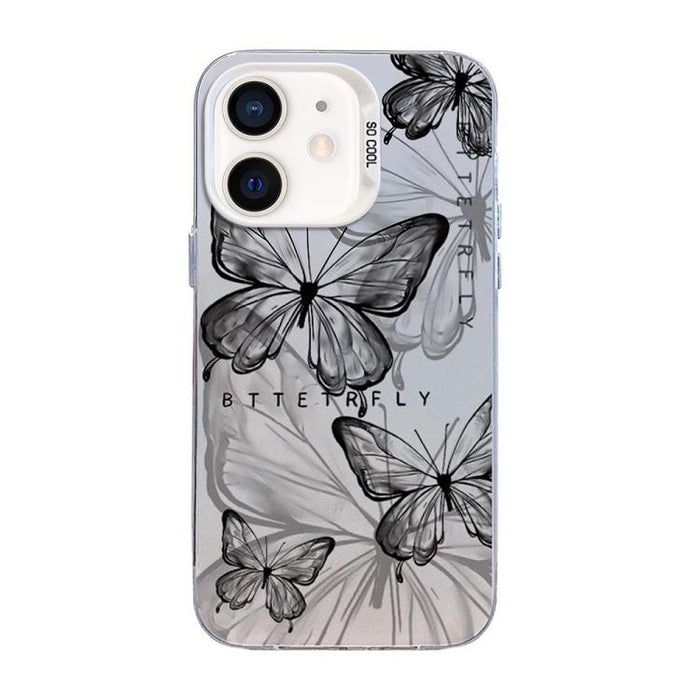 Funda híbrida de PC y TPU con diseño de mariposa y baño de plata, For iPhone 12 mini, For iPhone 11 Pro Max, For iPhone 11, For iPhone 11 Pro, For iPhone XS / X, For iPhone XR, For iPhone XS Max, For iPhone 8 Plus / 7 Plus