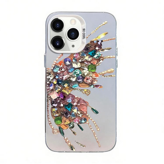 Funda híbrida de PC y TPU con diseño de mariposa y baño de plata, For iPhone 12 mini, For iPhone 11 Pro Max, For iPhone 11, For iPhone 11 Pro, For iPhone XS / X, For iPhone XR, For iPhone XS Max, For iPhone 8 Plus / 7 Plus