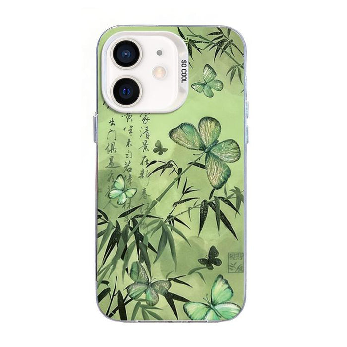 Funda híbrida de PC y TPU con diseño de mariposa y baño de plata, For iPhone 12 mini, For iPhone 11 Pro Max, For iPhone 11, For iPhone 11 Pro, For iPhone XS / X, For iPhone XR, For iPhone XS Max, For iPhone 8 Plus / 7 Plus