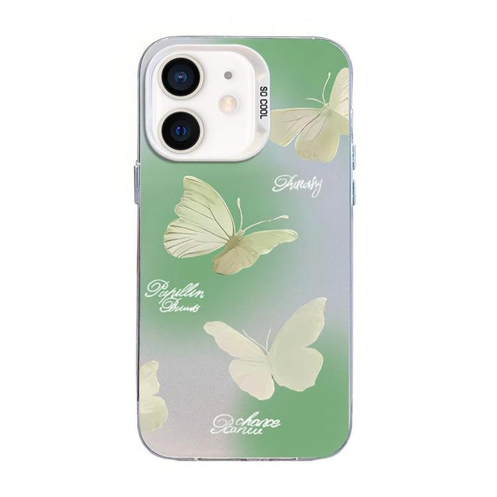 Funda híbrida de PC y TPU con diseño de mariposa y baño de plata, For iPhone 12 mini, For iPhone 11 Pro Max, For iPhone 11, For iPhone 11 Pro, For iPhone XS / X, For iPhone XR, For iPhone XS Max, For iPhone 8 Plus / 7 Plus