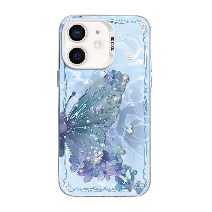 Funda híbrida de PC y TPU con diseño de mariposa y baño de plata, For iPhone 12 mini, For iPhone 11 Pro Max, For iPhone 11, For iPhone 11 Pro, For iPhone XS / X, For iPhone XR, For iPhone XS Max, For iPhone 8 Plus / 7 Plus