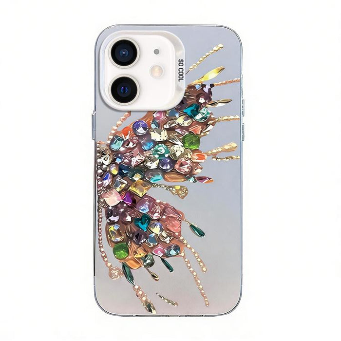 Funda híbrida de PC y TPU con diseño de mariposa y baño de plata, For iPhone 12 mini, For iPhone 11 Pro Max, For iPhone 11, For iPhone 11 Pro, For iPhone XS / X, For iPhone XR, For iPhone XS Max, For iPhone 8 Plus / 7 Plus