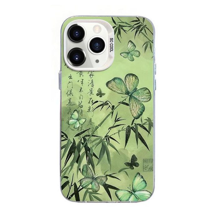 Funda híbrida de PC y TPU con diseño de mariposa y baño de plata, For iPhone 12 mini, For iPhone 11 Pro Max, For iPhone 11, For iPhone 11 Pro, For iPhone XS / X, For iPhone XR, For iPhone XS Max, For iPhone 8 Plus / 7 Plus