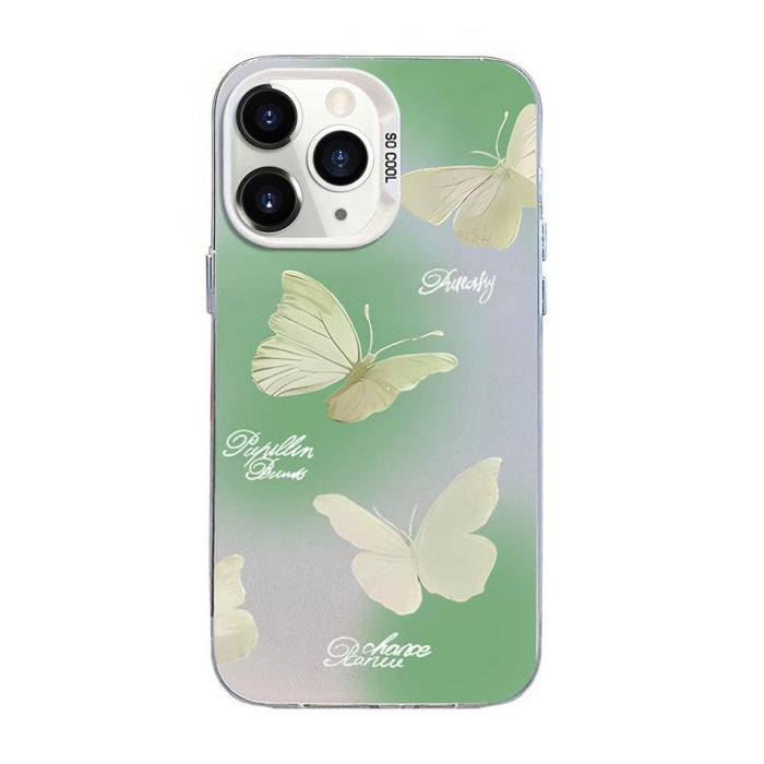 Funda híbrida de PC y TPU con diseño de mariposa y baño de plata, For iPhone 12 mini, For iPhone 11 Pro Max, For iPhone 11, For iPhone 11 Pro, For iPhone XS / X, For iPhone XR, For iPhone XS Max, For iPhone 8 Plus / 7 Plus