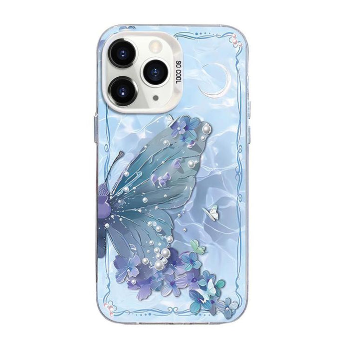 Funda híbrida de PC y TPU con diseño de mariposa y baño de plata, For iPhone 12 mini, For iPhone 11 Pro Max, For iPhone 11, For iPhone 11 Pro, For iPhone XS / X, For iPhone XR, For iPhone XS Max, For iPhone 8 Plus / 7 Plus
