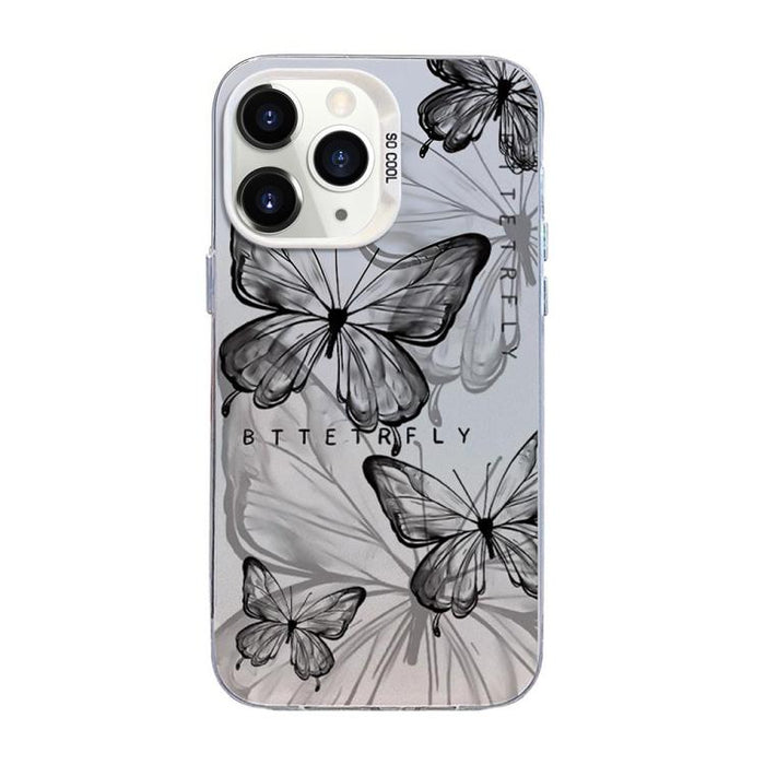 Funda híbrida de PC y TPU con diseño de mariposa y baño de plata, For iPhone 12 mini, For iPhone 11 Pro Max, For iPhone 11, For iPhone 11 Pro, For iPhone XS / X, For iPhone XR, For iPhone XS Max, For iPhone 8 Plus / 7 Plus