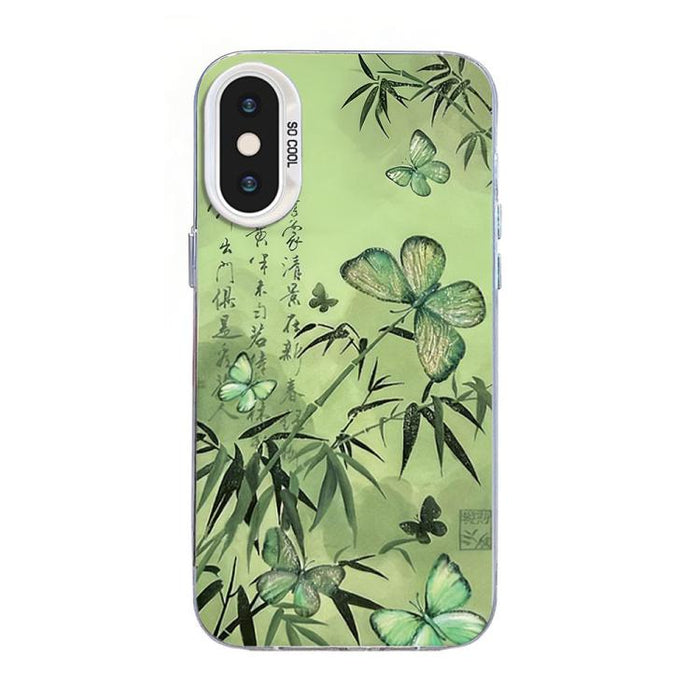 Funda híbrida de PC y TPU con diseño de mariposa y baño de plata, For iPhone 12 mini, For iPhone 11 Pro Max, For iPhone 11, For iPhone 11 Pro, For iPhone XS / X, For iPhone XR, For iPhone XS Max, For iPhone 8 Plus / 7 Plus