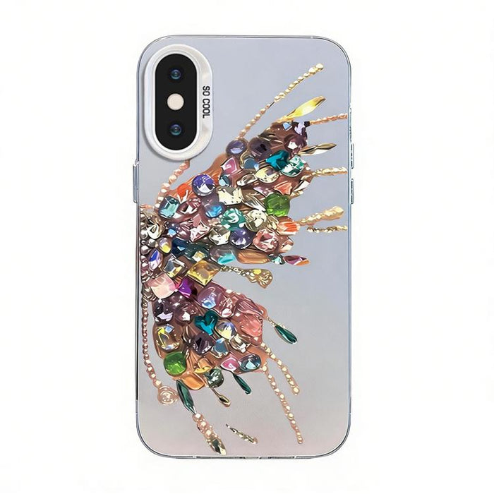 Funda híbrida de PC y TPU con diseño de mariposa y baño de plata, For iPhone 12 mini, For iPhone 11 Pro Max, For iPhone 11, For iPhone 11 Pro, For iPhone XS / X, For iPhone XR, For iPhone XS Max, For iPhone 8 Plus / 7 Plus