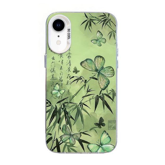 Funda híbrida de PC y TPU con diseño de mariposa y baño de plata, For iPhone 12 mini, For iPhone 11 Pro Max, For iPhone 11, For iPhone 11 Pro, For iPhone XS / X, For iPhone XR, For iPhone XS Max, For iPhone 8 Plus / 7 Plus