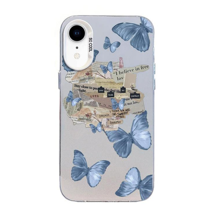 Funda híbrida de PC y TPU con diseño de mariposa y baño de plata, For iPhone 12 mini, For iPhone 11 Pro Max, For iPhone 11, For iPhone 11 Pro, For iPhone XS / X, For iPhone XR, For iPhone XS Max, For iPhone 8 Plus / 7 Plus