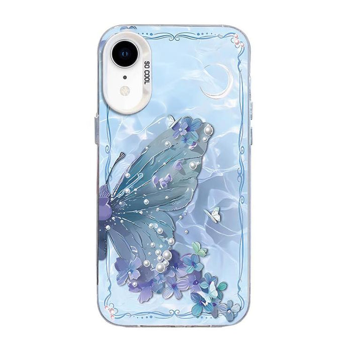 Funda híbrida de PC y TPU con diseño de mariposa y baño de plata, For iPhone 12 mini, For iPhone 11 Pro Max, For iPhone 11, For iPhone 11 Pro, For iPhone XS / X, For iPhone XR, For iPhone XS Max, For iPhone 8 Plus / 7 Plus
