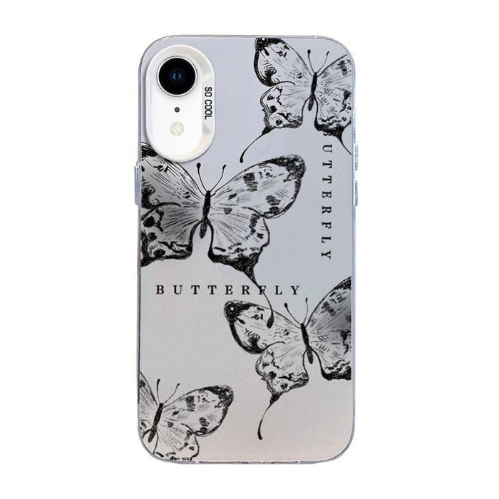 Funda híbrida de PC y TPU con diseño de mariposa y baño de plata, For iPhone 12 mini, For iPhone 11 Pro Max, For iPhone 11, For iPhone 11 Pro, For iPhone XS / X, For iPhone XR, For iPhone XS Max, For iPhone 8 Plus / 7 Plus