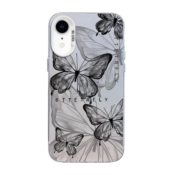 Funda híbrida de PC y TPU con diseño de mariposa y baño de plata, For iPhone 12 mini, For iPhone 11 Pro Max, For iPhone 11, For iPhone 11 Pro, For iPhone XS / X, For iPhone XR, For iPhone XS Max, For iPhone 8 Plus / 7 Plus