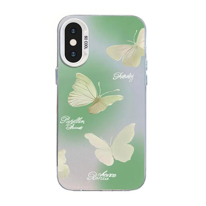 Funda híbrida de PC y TPU con diseño de mariposa y baño de plata, For iPhone 12 mini, For iPhone 11 Pro Max, For iPhone 11, For iPhone 11 Pro, For iPhone XS / X, For iPhone XR, For iPhone XS Max, For iPhone 8 Plus / 7 Plus