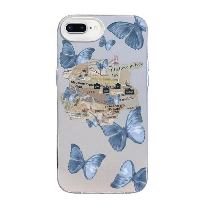 Funda híbrida de PC y TPU con diseño de mariposa y baño de plata, For iPhone 12 mini, For iPhone 11 Pro Max, For iPhone 11, For iPhone 11 Pro, For iPhone XS / X, For iPhone XR, For iPhone XS Max, For iPhone 8 Plus / 7 Plus