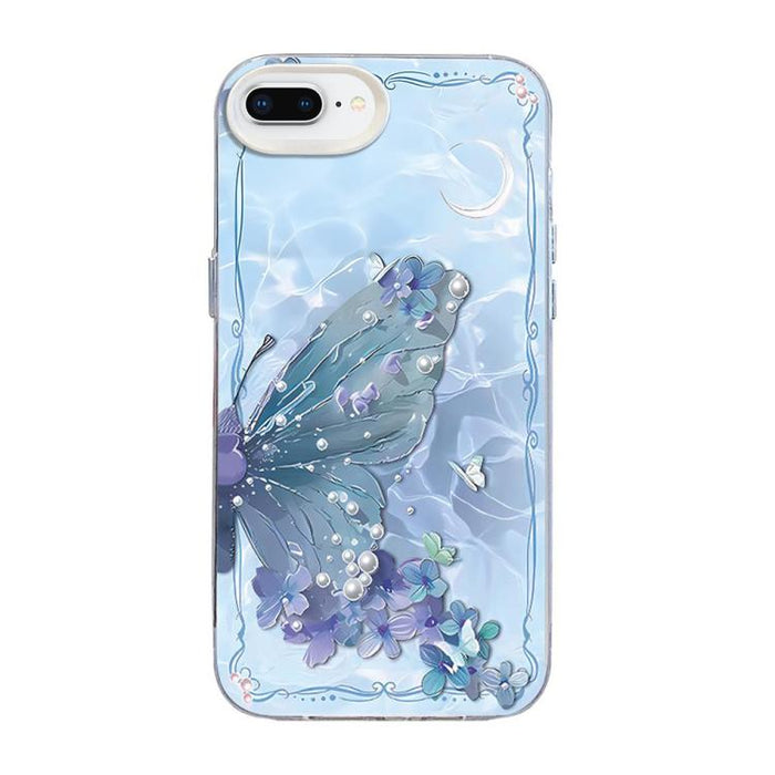 Funda híbrida de PC y TPU con diseño de mariposa y baño de plata, For iPhone 12 mini, For iPhone 11 Pro Max, For iPhone 11, For iPhone 11 Pro, For iPhone XS / X, For iPhone XR, For iPhone XS Max, For iPhone 8 Plus / 7 Plus