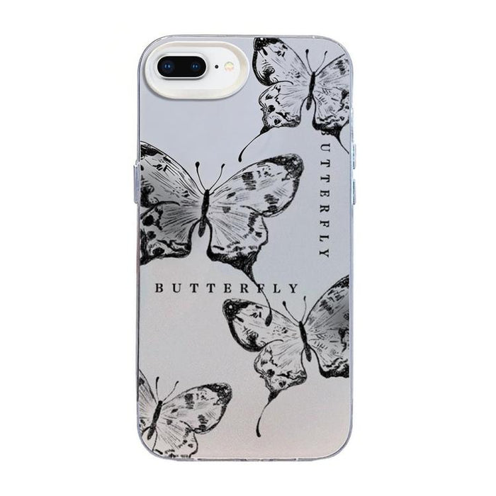Funda híbrida de PC y TPU con diseño de mariposa y baño de plata, For iPhone 12 mini, For iPhone 11 Pro Max, For iPhone 11, For iPhone 11 Pro, For iPhone XS / X, For iPhone XR, For iPhone XS Max, For iPhone 8 Plus / 7 Plus