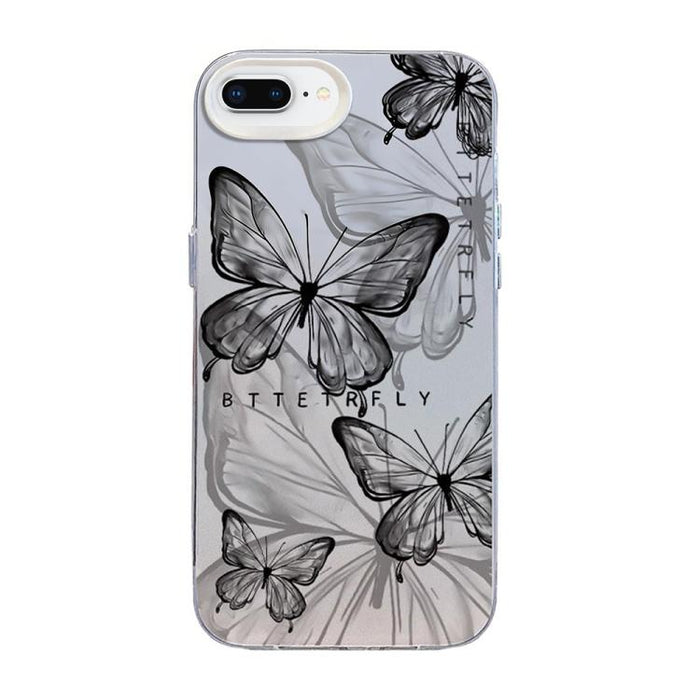 Funda híbrida de PC y TPU con diseño de mariposa y baño de plata, For iPhone 12 mini, For iPhone 11 Pro Max, For iPhone 11, For iPhone 11 Pro, For iPhone XS / X, For iPhone XR, For iPhone XS Max, For iPhone 8 Plus / 7 Plus