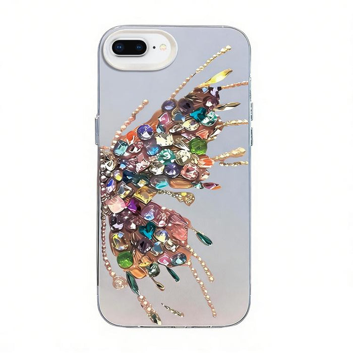 Funda híbrida de PC y TPU con diseño de mariposa y baño de plata, For iPhone 12 mini, For iPhone 11 Pro Max, For iPhone 11, For iPhone 11 Pro, For iPhone XS / X, For iPhone XR, For iPhone XS Max, For iPhone 8 Plus / 7 Plus