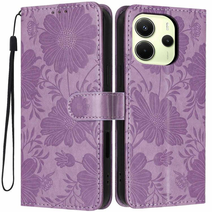 Funda para teléfono de piel vegana con relieve de girasol y cuerda negra pequeña, For Redmi Note 15 Pro 4G Global 163.2mm, For Redmi Note 15 Pro+ 5G Global 163.3mm, For Redmi Note 15 Pro 5G Global 163.6mm, For Redmi Note 15 5G Global 164mm             ...