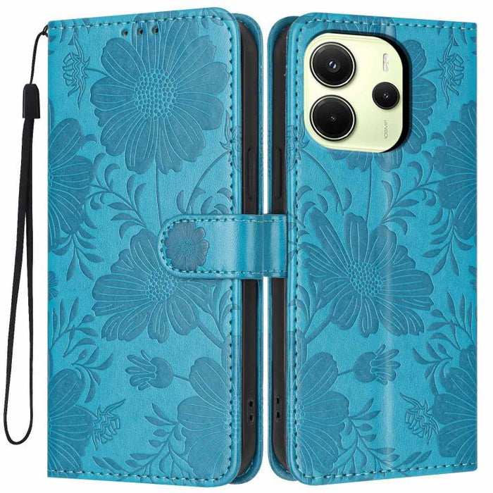 Funda para teléfono de piel vegana con relieve de girasol y cuerda negra pequeña, For Redmi Note 15 Pro 4G Global 163.2mm, For Redmi Note 15 Pro+ 5G Global 163.3mm, For Redmi Note 15 Pro 5G Global 163.6mm, For Redmi Note 15 5G Global 164mm             ...