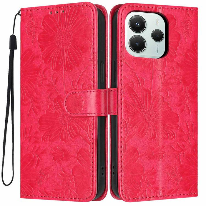 Funda para teléfono de piel vegana con relieve de girasol y cuerda negra pequeña, For Redmi Note 15 Pro 4G Global 163.2mm, For Redmi Note 15 Pro+ 5G Global 163.3mm, For Redmi Note 15 Pro 5G Global 163.6mm, For Redmi Note 15 5G Global 164mm             ...