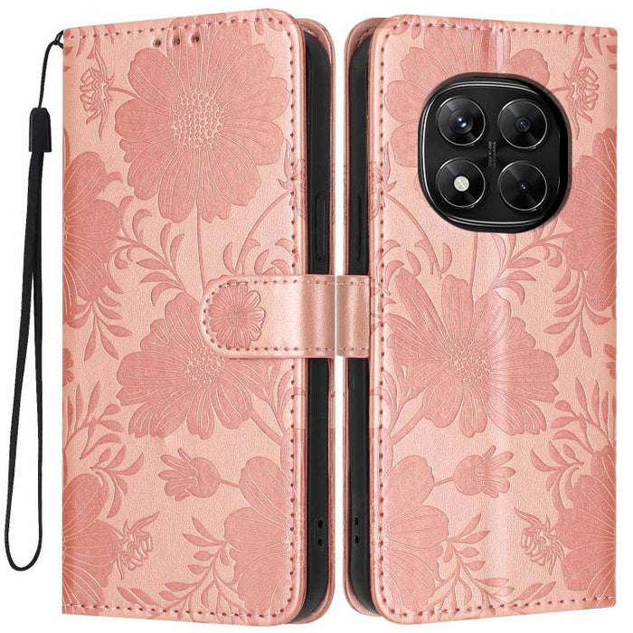 Funda para teléfono de piel vegana con relieve de girasol y cuerda negra pequeña, For Redmi Note 15 Pro 4G Global 163.2mm, For Redmi Note 15 Pro+ 5G Global 163.3mm, For Redmi Note 15 Pro 5G Global 163.6mm, For Redmi Note 15 5G Global 164mm             ...