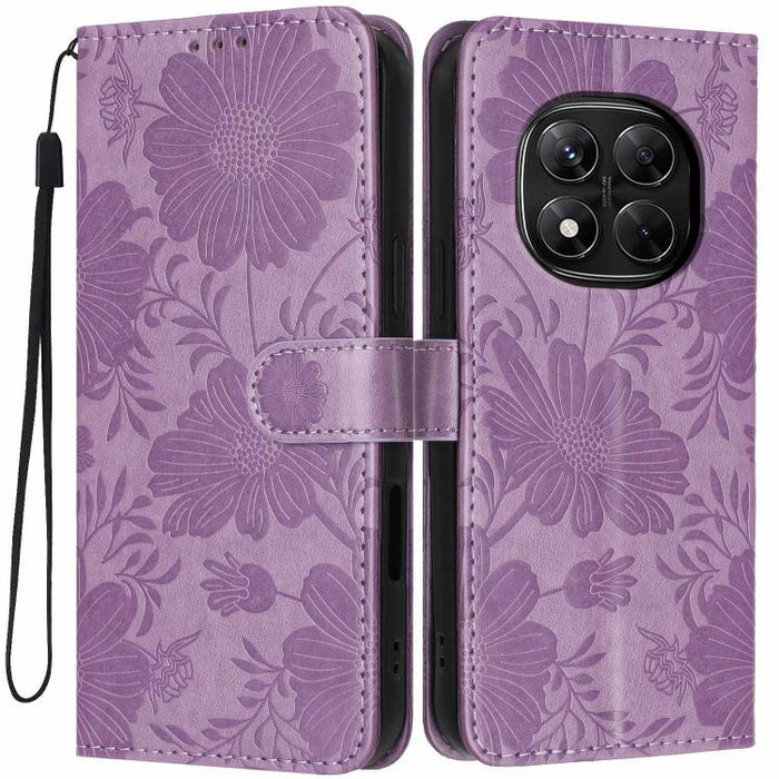 Funda para teléfono de piel vegana con relieve de girasol y cuerda negra pequeña, For Redmi Note 15 Pro 4G Global 163.2mm, For Redmi Note 15 Pro+ 5G Global 163.3mm, For Redmi Note 15 Pro 5G Global 163.6mm, For Redmi Note 15 5G Global 164mm             ...