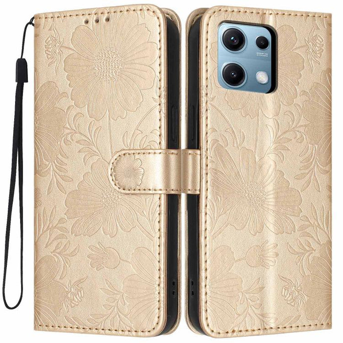 Funda para teléfono de piel vegana con relieve de girasol y cuerda negra pequeña, For Redmi Note 15 Pro 4G Global 163.2mm, For Redmi Note 15 Pro+ 5G Global 163.3mm, For Redmi Note 15 Pro 5G Global 163.6mm, For Redmi Note 15 5G Global 164mm             ...