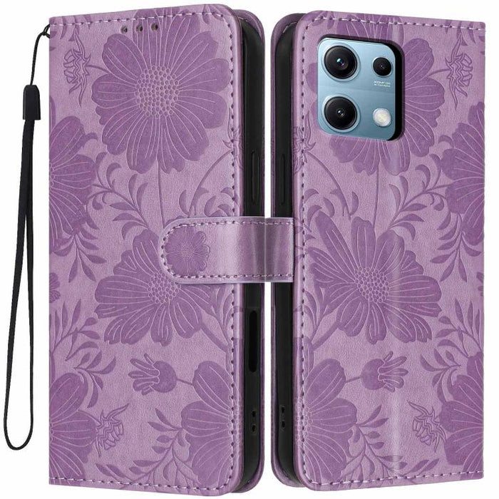 Funda para teléfono de piel vegana con relieve de girasol y cuerda negra pequeña, For Redmi Note 15 Pro 4G Global 163.2mm, For Redmi Note 15 Pro+ 5G Global 163.3mm, For Redmi Note 15 Pro 5G Global 163.6mm, For Redmi Note 15 5G Global 164mm             ...