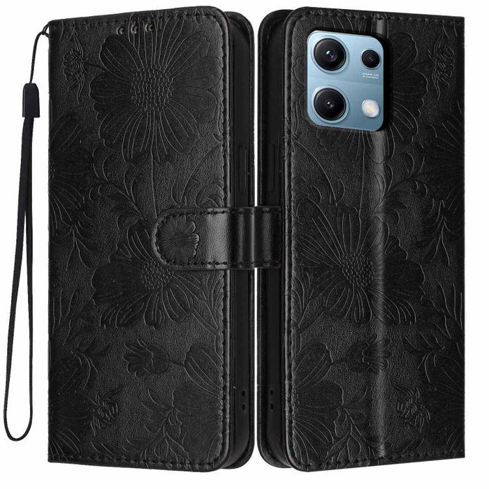 Funda para teléfono de piel vegana con relieve de girasol y cuerda negra pequeña, For Redmi Note 15 Pro 4G Global 163.2mm, For Redmi Note 15 Pro+ 5G Global 163.3mm, For Redmi Note 15 Pro 5G Global 163.6mm, For Redmi Note 15 5G Global 164mm             ...