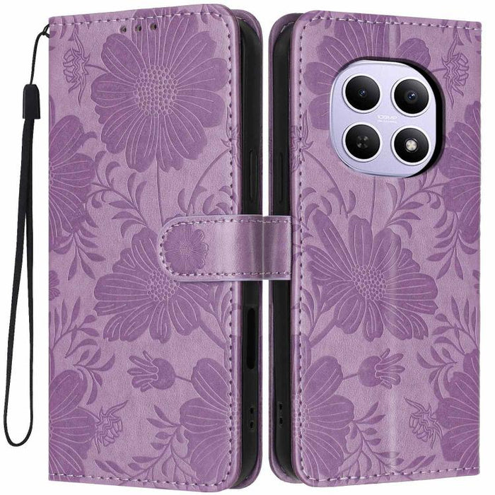 Funda para teléfono de piel vegana con relieve de girasol y cuerda negra pequeña, For Redmi Note 15 Pro 4G Global 163.2mm, For Redmi Note 15 Pro+ 5G Global 163.3mm, For Redmi Note 15 Pro 5G Global 163.6mm, For Redmi Note 15 5G Global 164mm             ...
