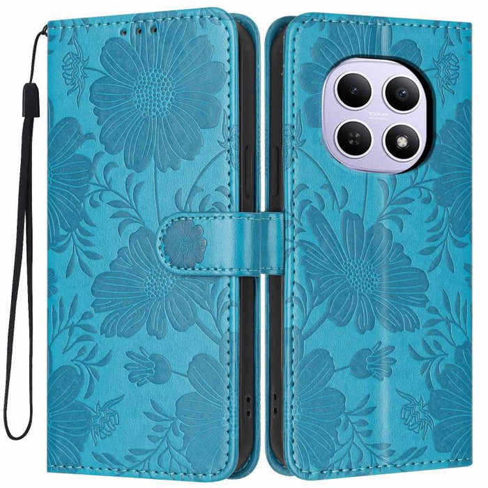 Funda para teléfono de piel vegana con relieve de girasol y cuerda negra pequeña, For Redmi Note 15 Pro 4G Global 163.2mm, For Redmi Note 15 Pro+ 5G Global 163.3mm, For Redmi Note 15 Pro 5G Global 163.6mm, For Redmi Note 15 5G Global 164mm             ...