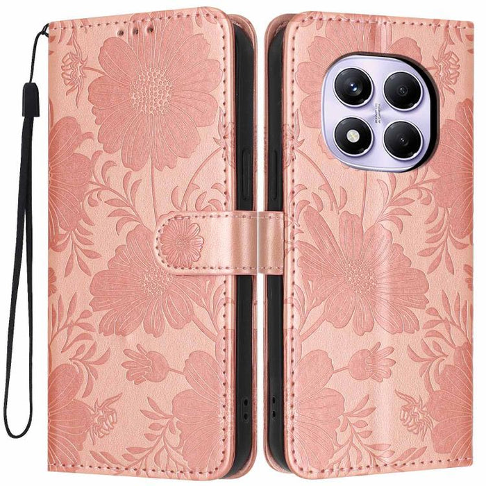 Funda para teléfono de piel vegana con relieve de girasol y cuerda negra pequeña, For Redmi Note 15 Pro 4G Global 163.2mm, For Redmi Note 15 Pro+ 5G Global 163.3mm, For Redmi Note 15 Pro 5G Global 163.6mm, For Redmi Note 15 5G Global 164mm             ...