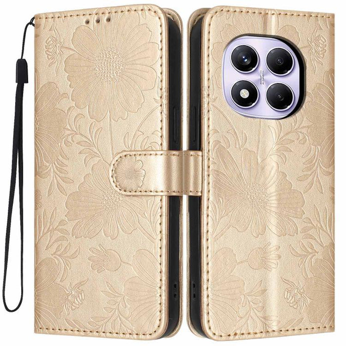 Funda para teléfono de piel vegana con relieve de girasol y cuerda negra pequeña, For Redmi Note 15 Pro 4G Global 163.2mm, For Redmi Note 15 Pro+ 5G Global 163.3mm, For Redmi Note 15 Pro 5G Global 163.6mm, For Redmi Note 15 5G Global 164mm             ...
